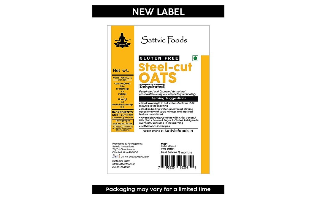 Sattvic foods Steel Cut Oats    Pack  1.5 kilogram